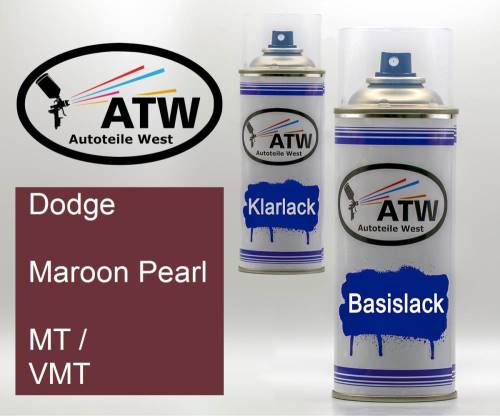 Dodge, Maroon Pearl, MT / VMT: 400ml Sprühdose + 400ml Klarlack - Set, von ATW Autoteile West.